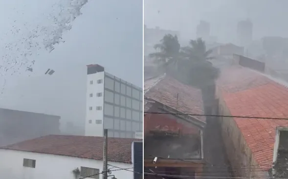 Vídeo: Chuva e vento fortes assustam a população de cidade do Sertão da Paraíba